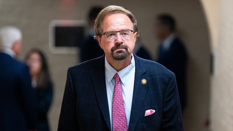 UNITED STATES - MAY 6: Rep. Chuck Edwards, R-N.C., leaves the House Republican Conference caucus meeting in the Capitol on Tuesday, May 6, 2025. (Bill Clark/CQ-Roll Call, Inc via Getty Images)