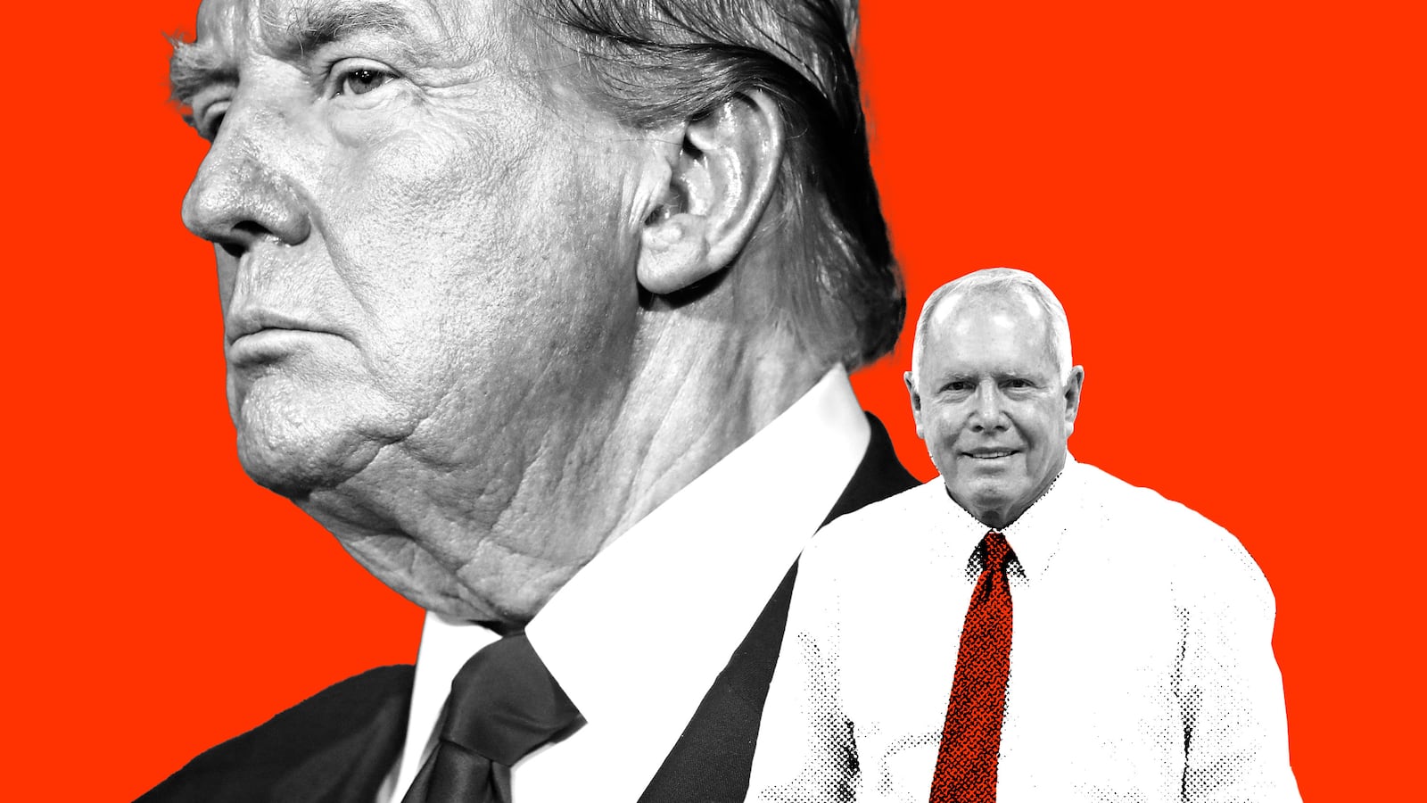 A photo illustration of Donald Trump and Don Hankey