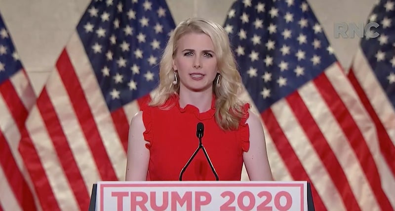 CHARLOTTE, NC - AUGUST 24: (EDITORIAL USE ONLY) In this screenshot from the RNC’s livestream of the 2020 Republican National Convention, Natalie Harp, campaign advisory board member for U.S. President Donald Trump, addresses the virtual convention on August 24, 2020.  The convention is being held virtually due to the coronavirus pandemic but will include speeches from various locations including Charlotte, North Carolina and Washington, DC. (Photo Courtesy of the Committee on Arrangements for the 2020 Republican National Committee via Getty Images)