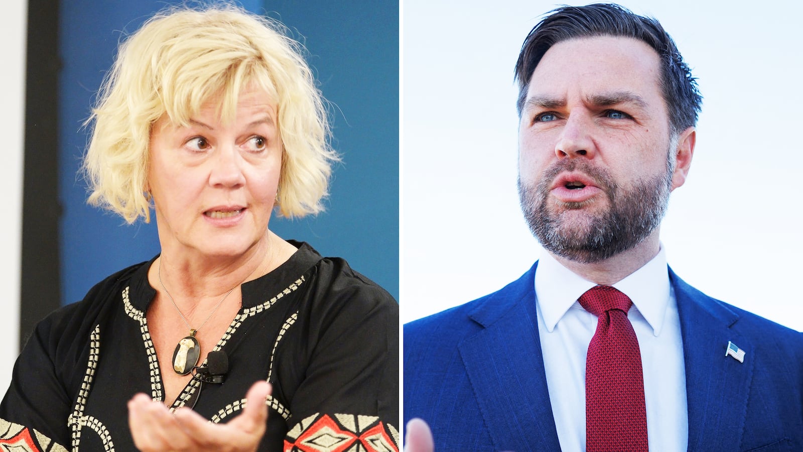 Beth Macy and JD Vance.