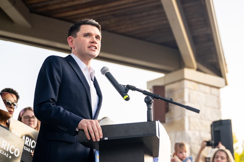 ROUND ROCK, TEXAS - SEPTEMBER 09: Democratic Texas State Rep. James Talarico speaks during a campaign launch rally on September 09, 2025 in Round Rock, Texas. Rep. Talarico announced earlier today that he will be running for U.S. Senate in Texas. (Photo by Brandon Bell/Getty Images)