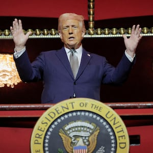 U.S. President Donald Trump gestures