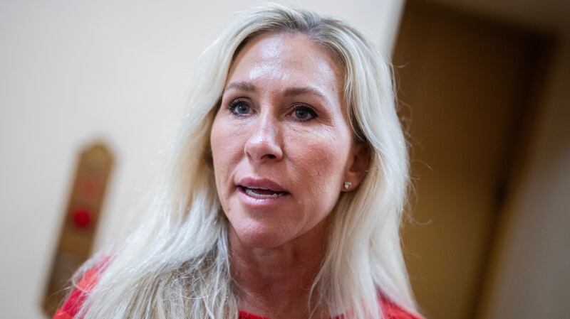 Rep. Marjorie Taylor Greene, pictured July 22, slammed the U.S. providing security guarantees to Ukraine as President Donald Trump pushed to make a peace deal.