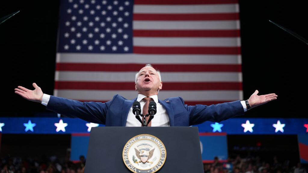 Democratic vice presidential candidate Minnesota Gov. Tim Walz speaks at a campaign rally in Arizona on Aug. 9, 2024.