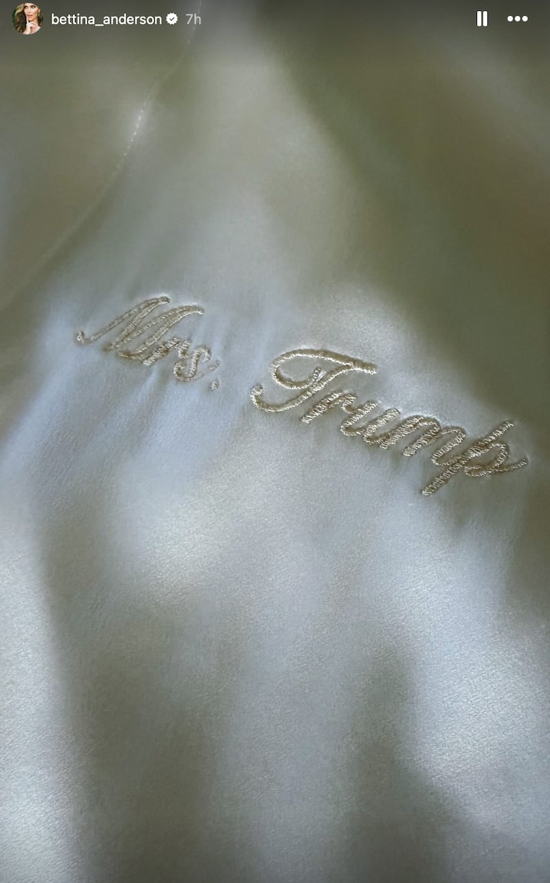 Bettina Anderson posts after her wedding to Donald Trump Jr.
