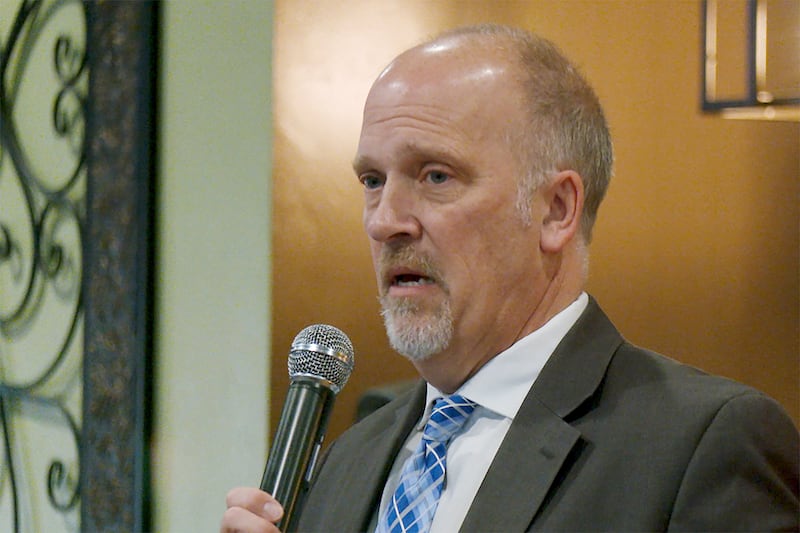 Republican-backed Wisconsin Supreme Court candidate Judge Brad Schimel speaks at a women's luncheon event ahead of the April 1 election in Bellevue, Wisconsin, March 19, 2025.