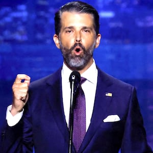 Donald Trump Jr. speaks at the Republican National Midterm Convention in Dallas, Texas, U.S., September 10, 2026.