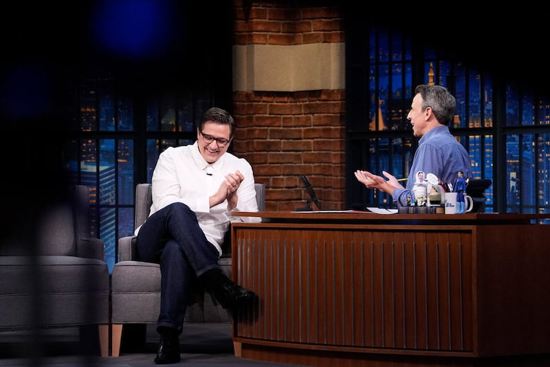 Political commentator Chris Hayes during an interview with host Seth Meyers on May 05, 2026.