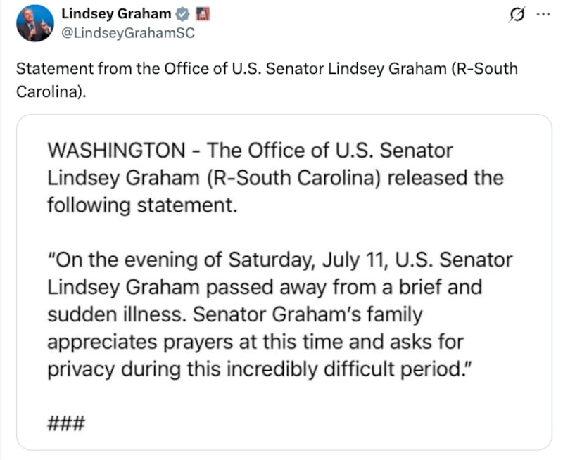 Statement from Lindsey Graham's office