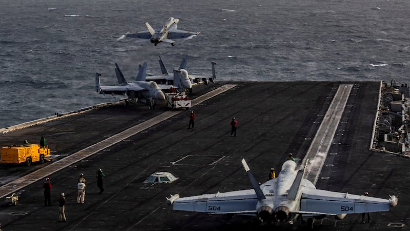 The flight deck of the problem-plagued USS Abraham Lincoln.