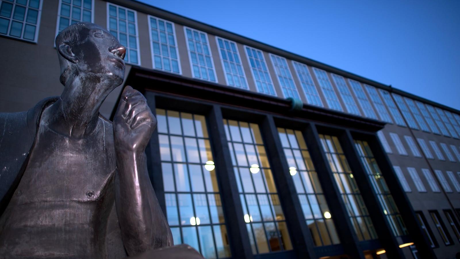 The Albertus Magnus Statue by Gerhard Marcks from 1956 stands in front of the main building of the university in Cologne, Germany, 22 January 2014.