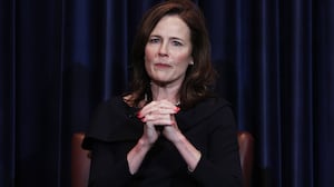 Supreme Court Justice Amy Coney Barrett speaks at the Reagan Library on September 09, 2025 in Simi Valley, California.