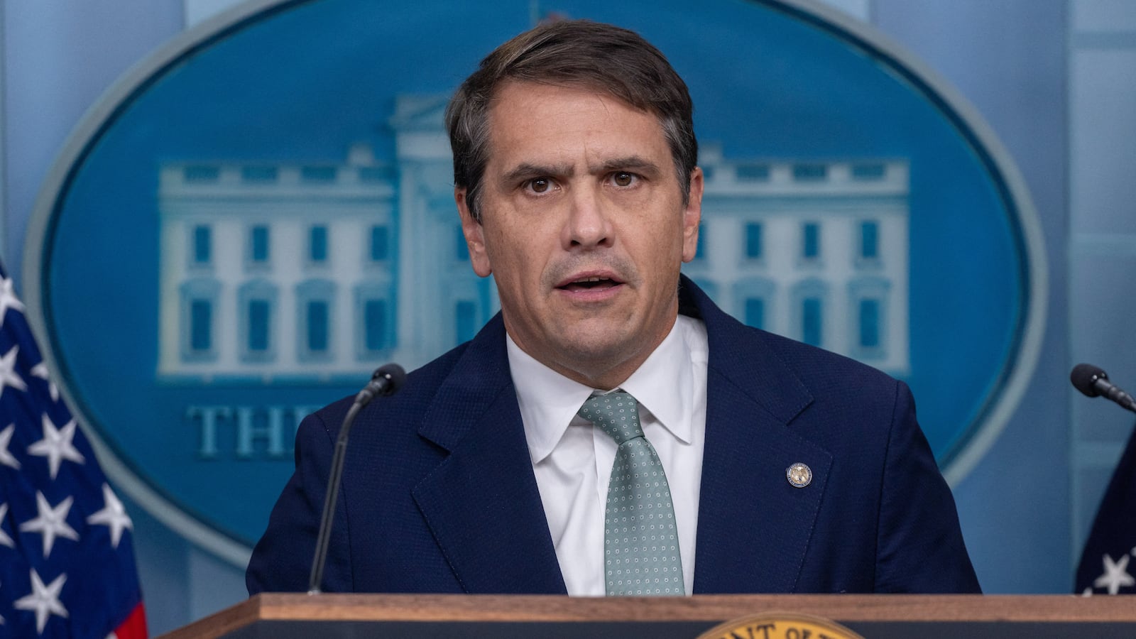 Todd Blanche, US deputy attorney general, speaks during a press conference in the James S. Brady Briefing Room at the White House, on June 27, 2025, in Washington D.C., following a U.S. Supreme Court ruling that limits the application of birthright citizenship. (Photo by Mehmet Eser / Middle East Images via AFP) (Photo by MEHMET ESER/Middle East Images/AFP via Getty Images)