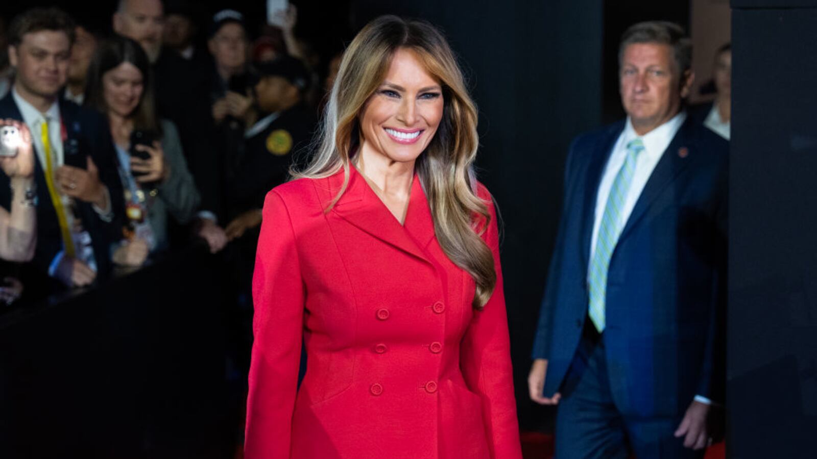 Melania Trump arrives to the Fiserv Forum on the last night of the Republican National Convention in Milwaukee, Wis., on Thursday July 18, 2024.
