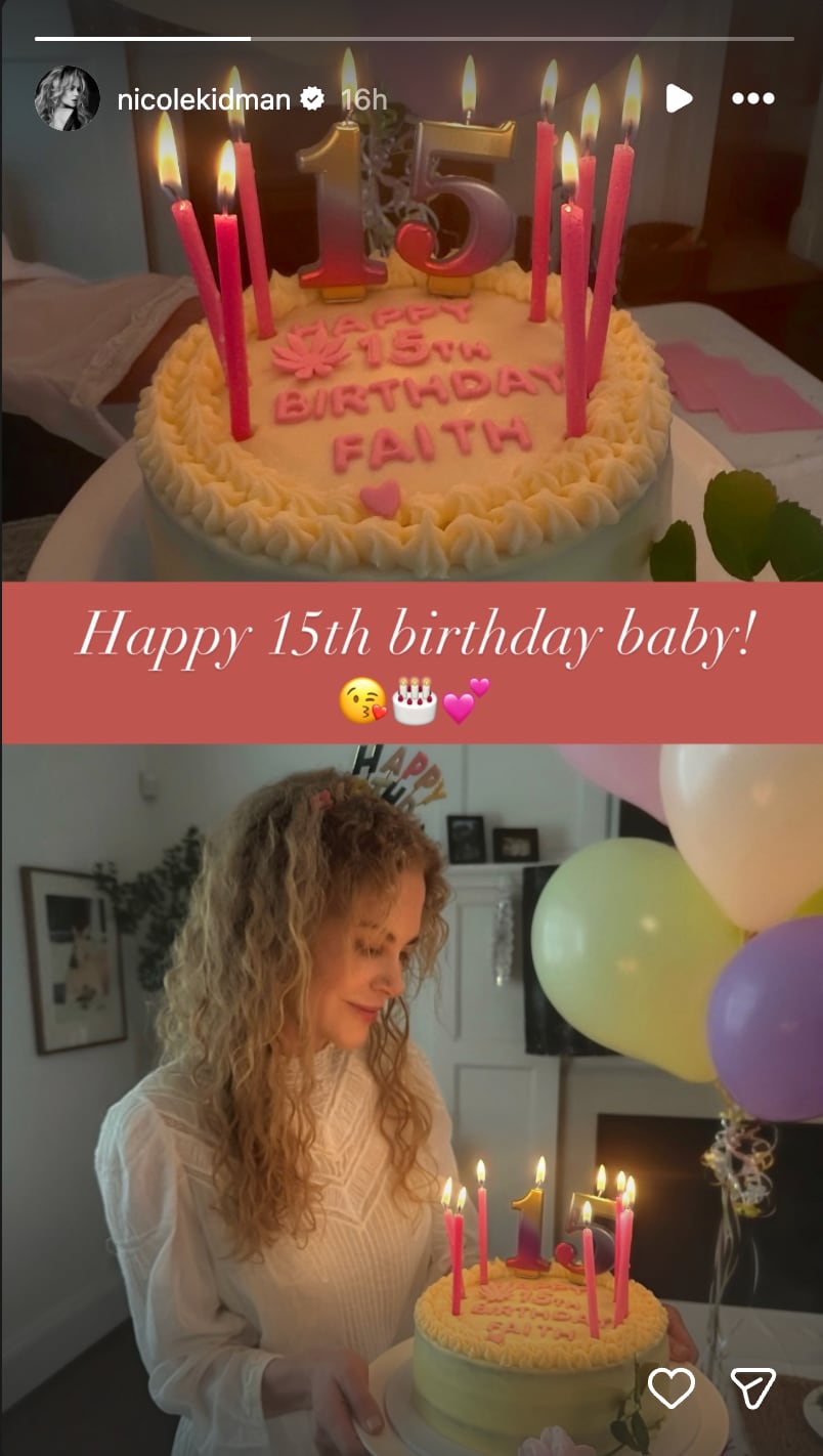 Nicole Kidman posts a photo with her naturally curly hair on Instagram stories.