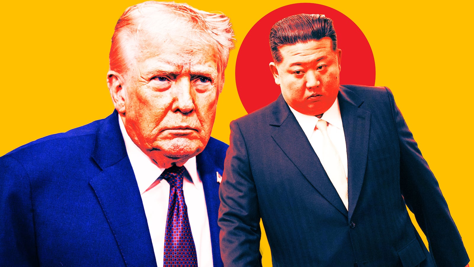 A photo illustration of Donald Trump and Kim Jong Un.