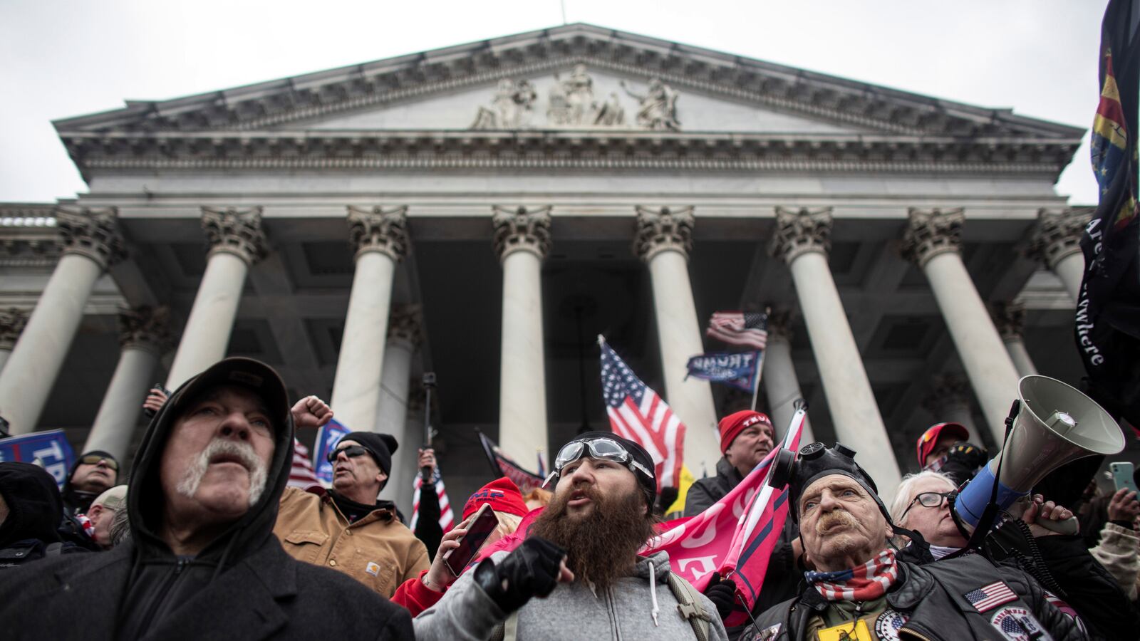 "Pro-Trump protesters rally to contest the certification of the 2020 U.S. presidential election results by the U.S. Congress, at the U.S. Capitol Building in Washington, D.C.