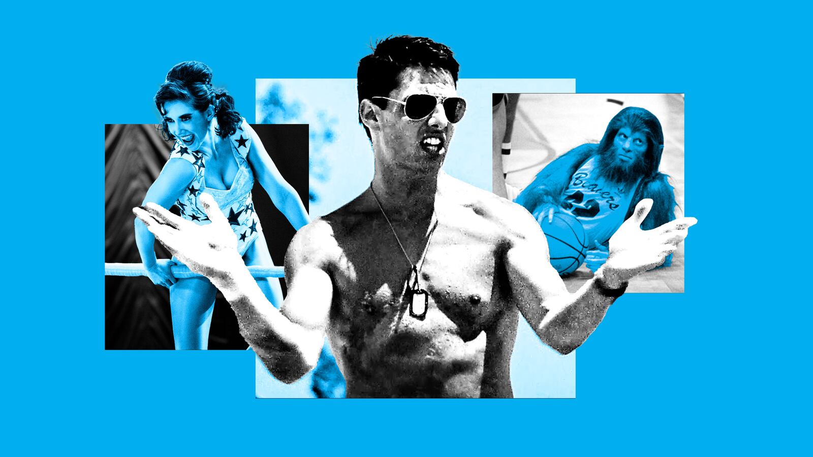 A photo illustration of Alison Brie, Tom Cruise, and Michael J. Fox