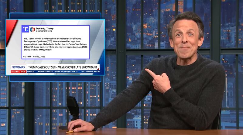 Late Night with Seth Meyers, Meyers reacting to Trump's post.