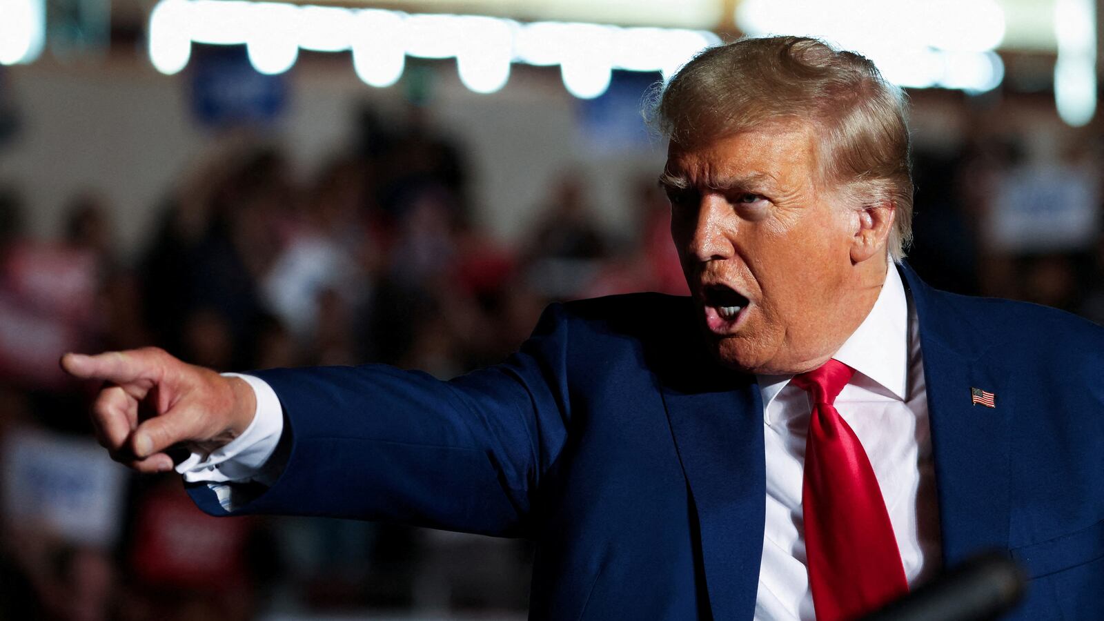 Former U.S. President and Republican presidential candidate Donald Trump speaks during a campaign rally in Erie, Pennsylvania, U.S., July 29, 2023.