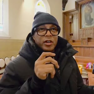 Dom Lemon inside a Minneapolis church.