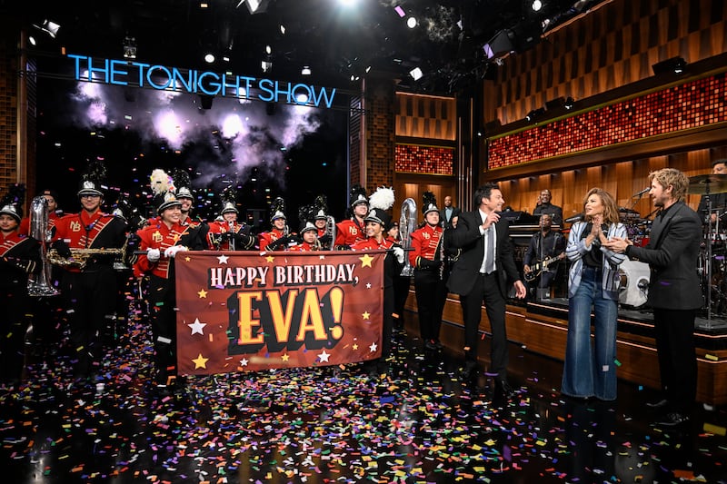 Eva Mendes and Ryan Gosling on "The Tonight Show" 2026