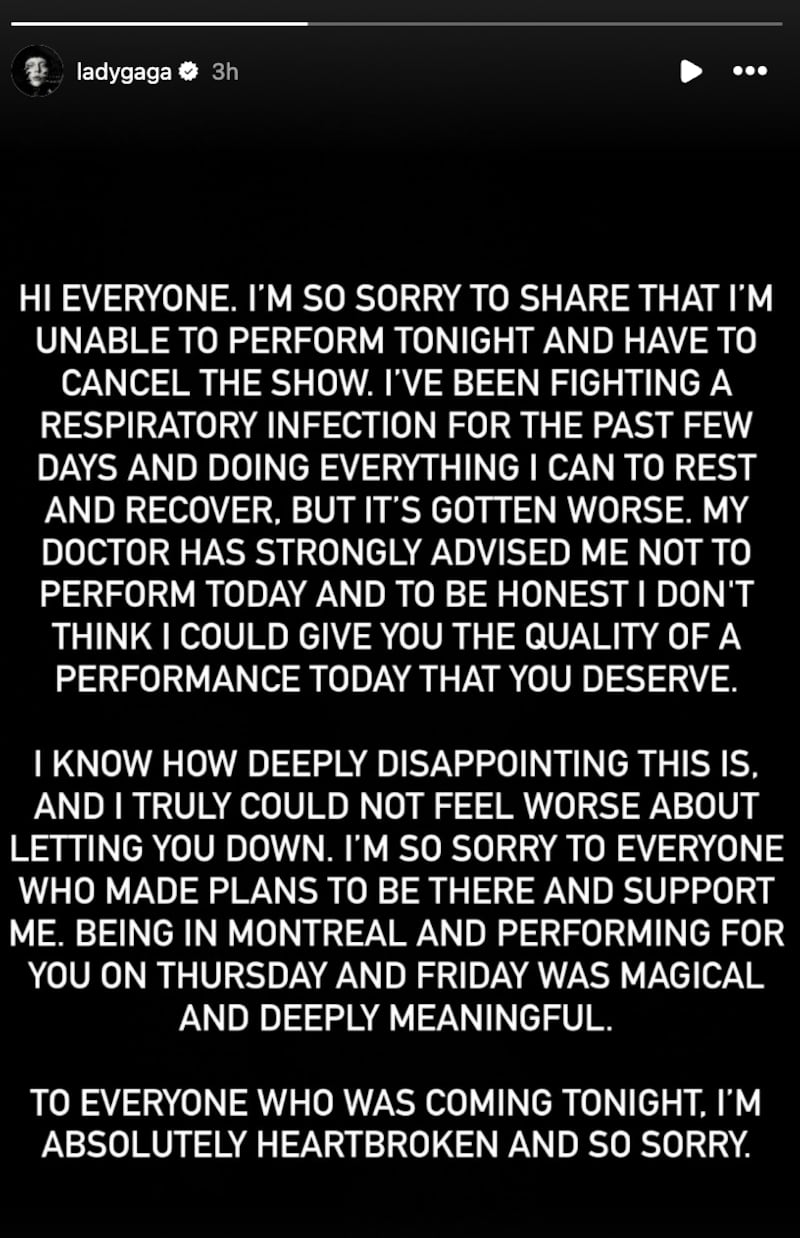 Lady Gaga Instagram story