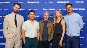LOS ANGELES, CALIFORNIA - JUNE 07: (L-R) Jordan Klepper, Ronny Chieng, Jon Stewart, Desi Lydic, and Michael Kosta attend "The Daily Show" official Emmy Screening presented by Comedy Central at Linwood Dunn Theater on June 07, 2025 in Los Angeles, California. (Photo by Rodin Eckenroth/Getty Images)