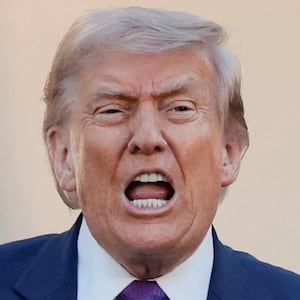 U.S. President Donald Trump reacts after delivering remarks during his second 'Rose Garden Club' dinner in honour of Police Week at the White House in Washington, D.C., U.S., May 11, 2026.