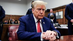 Former U.S. President Donald Trump appears in court for his trial for allegedly covering up hush money payments at Manhattan Criminal Court on April 23, 2024 in New York City.