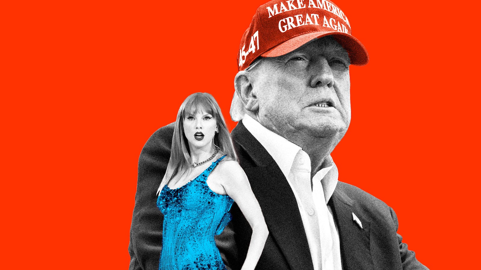 A photo illustration of Taylor Swift and Donald Trump