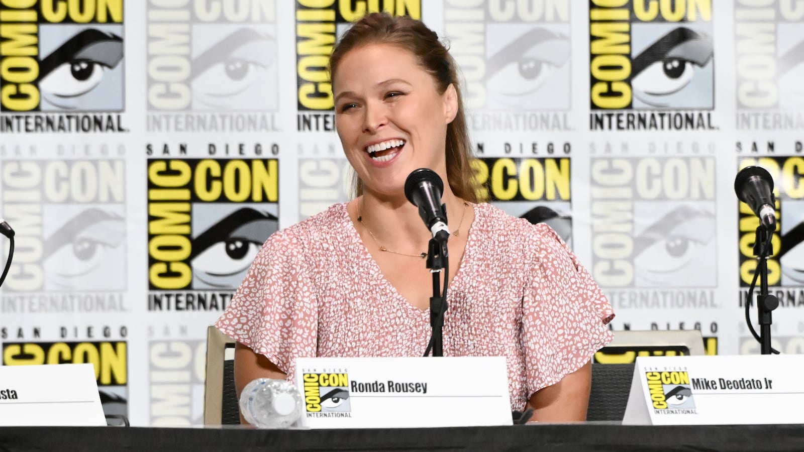 Ronda Rousey at a panel during Comic-Con 2024.
