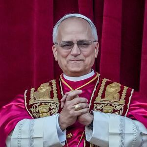 The newly elected Pontiff, Pope Leo XIV is seen for the first time from the Vatican balcony on May 8, 2025 in Vatican City, Vatican.