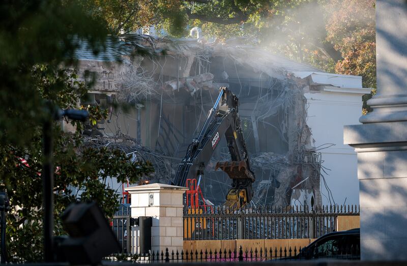 The facade of the East Wing of the White House being torn down as part of Trump’s plan to build his ballroom.