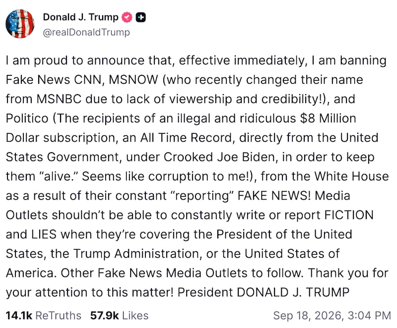 Donald Trump on Truth Social