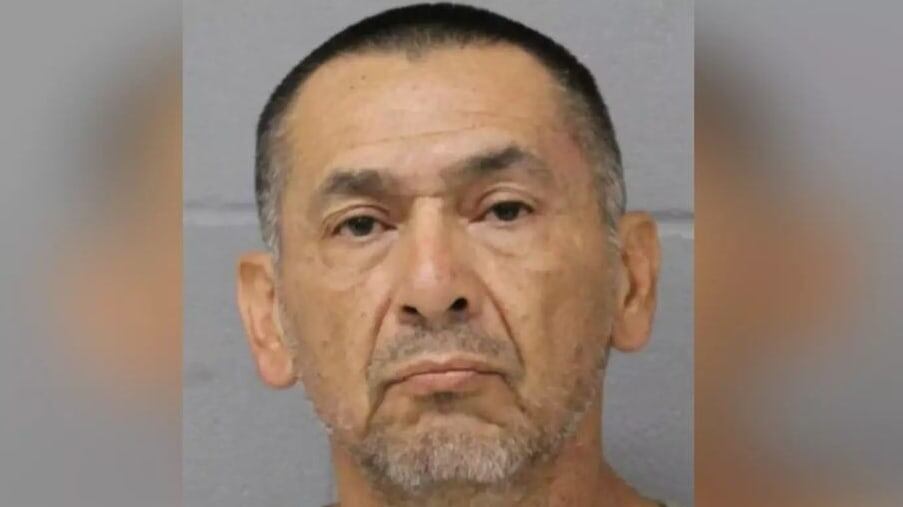 A mugshot of Raul Meza, a Texas man already convicted of murdering an 8-year-old girl who has been indicted on two new murder charges for allegedly killing Gloria Lofton, 65, and roommate Jesse Fraga, 80.