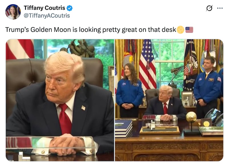 Tiffany Coutris X post about Trump's gold moon