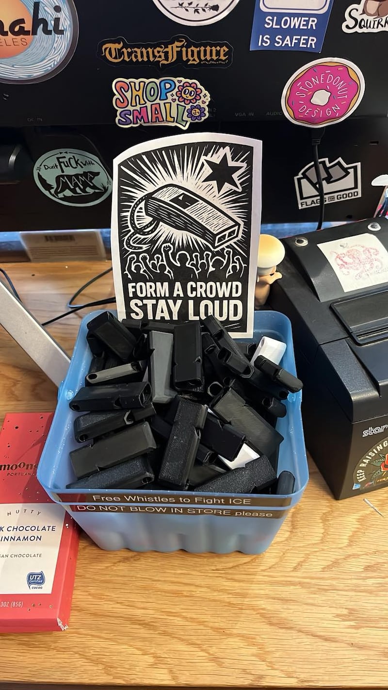 The free whistles were handed out by Mischief. It wrote on Facebook: "We still have plenty of whistles. They’re free. Come help yourself. We love you."