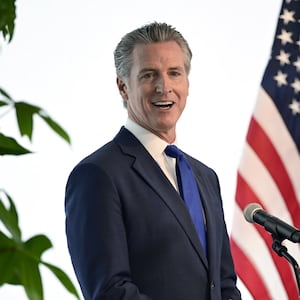 Governor Gavin Newsom speaks at Salesforce Tower on August 22, 2025 in San Francisco, California.