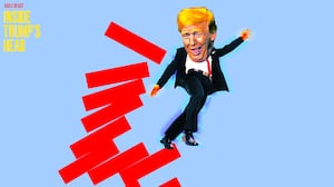 A photo illustration of Donald Trump for Inside Trump's Head podcast.