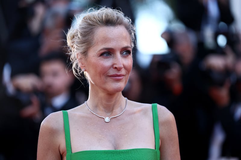 Gillian Anderson poses on the red carpet during arrivals for the screening of the film "The Mastermind" in competition at the 78th Cannes Film Festival in Cannes, France, May 23, 2025.