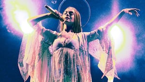 A photo illustration of Anne Hathaway in Mother Mary.