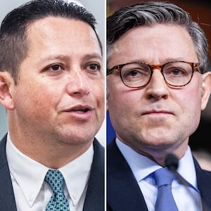 Rep. Tony Gonzales and Speaker Mike Johnson.