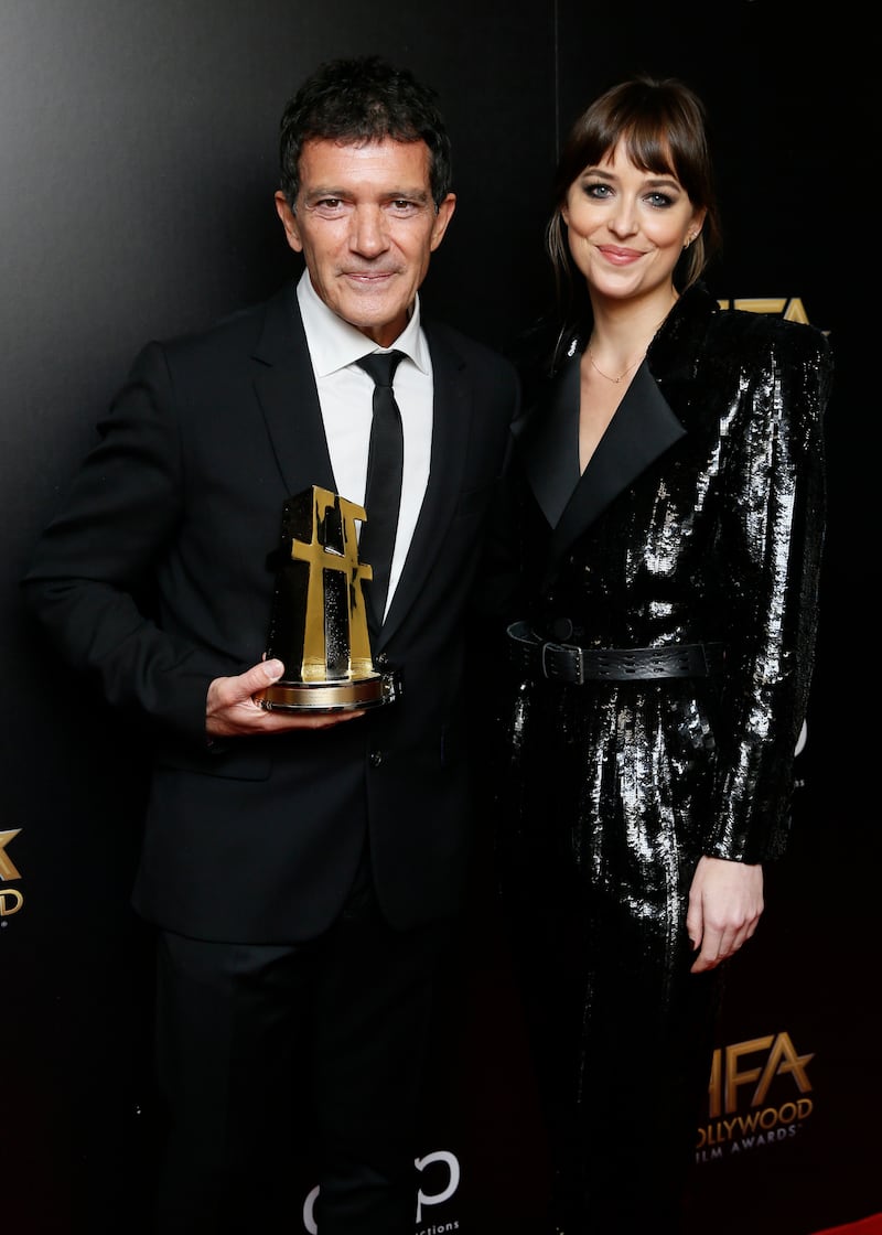 Dakota Johnson and her stepfather Antonio Banderas