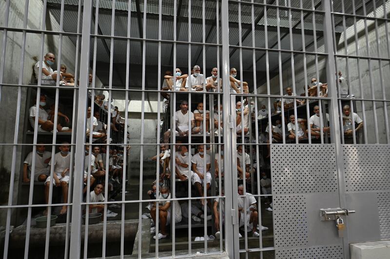 Inmates at the Counter-Terrorism Confinement Centre (CECOT) mega-prison in El Salvador, where the Trump administration has been sending undocumented people.