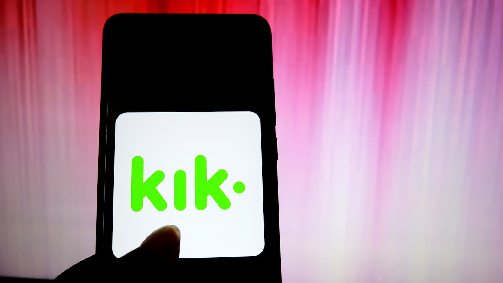 In this photo illustration a popular messenger application Kik logo seen displayed on a smartphone.