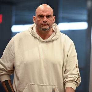 Senator John Fetterman (D-PA) walks to the Senate chamber on Capitol Hill in Washington, D.C.