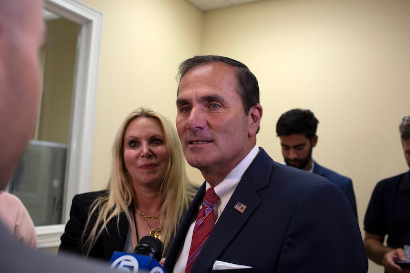 PALM BEACH, FL - NOVEMBER 18: Republican Mike Caruso candidate for House District 89 talks to the media at the Supervisor of Elections Service Center on November 18, 2018 in Palm Beach, Florida. Sen. Bill Nelson (D-FL) trailed his Republican challenger for senate, Governor Rick Scott by less than a quarter of a percentage point after the first recount, requiring a hand recount of ballots that a machine could not read. Officials had until 12pm Sunday to conclude the recount. (Photo by Saul Martinez/Getty Images)