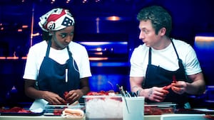Ayo Edebiri as Sydney Adamu, Jeremy Allen White as Carmen "Carmy" Berzatto.