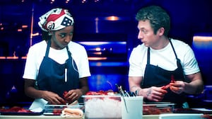 Ayo Edebiri as Sydney Adamu, Jeremy Allen White as Carmen "Carmy" Berzatto.